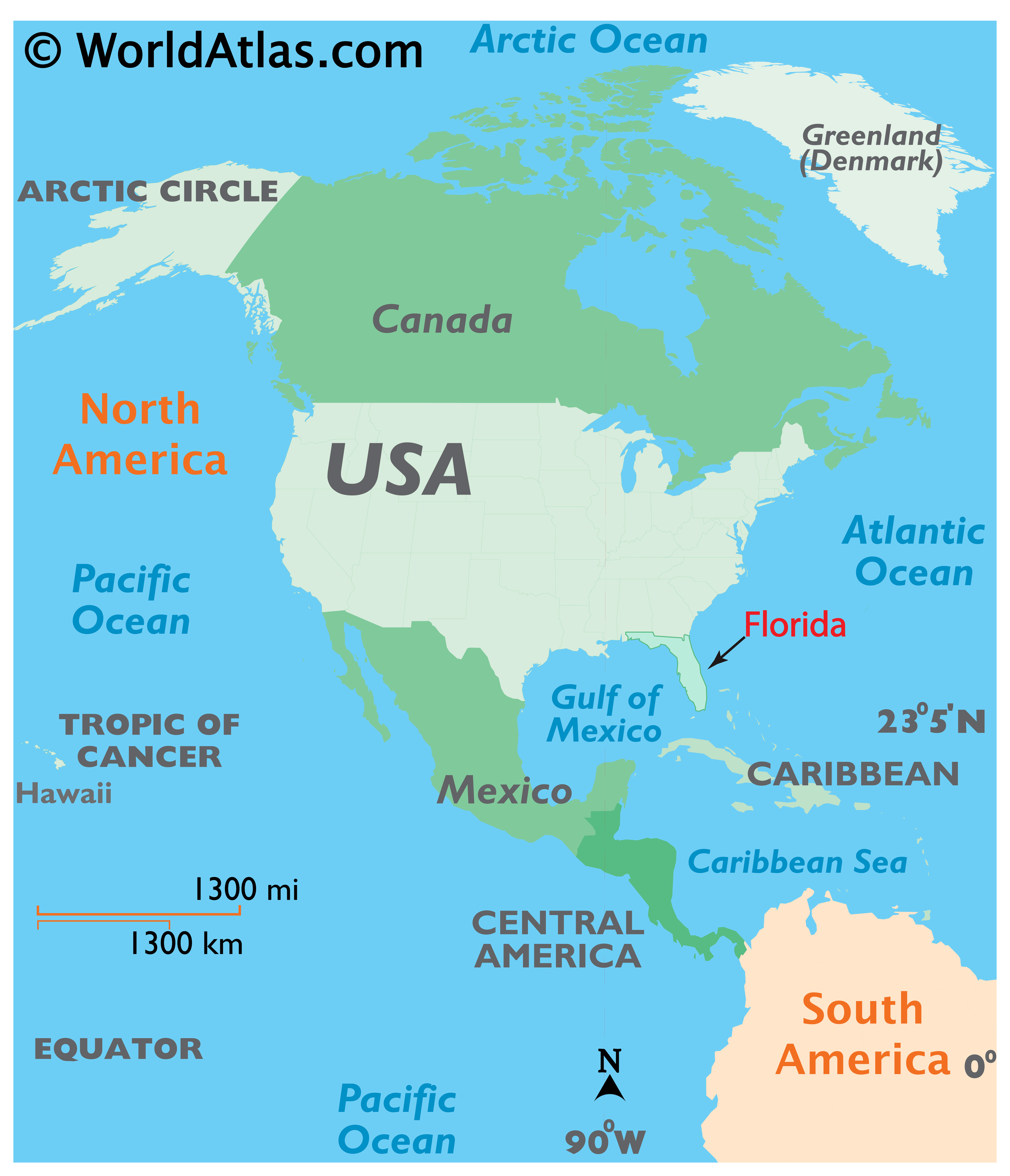 Locator Map of Florida, USA
