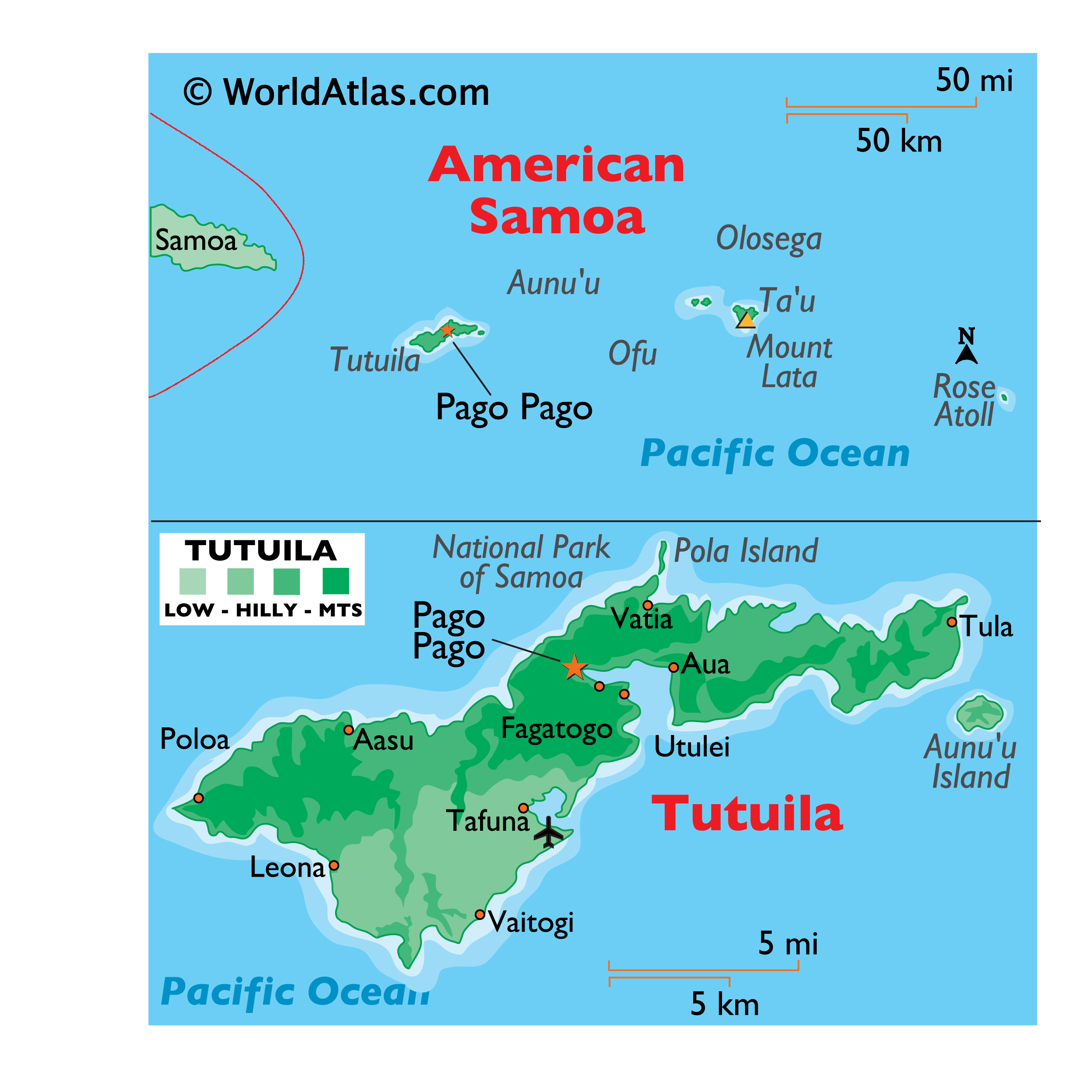 American Samoa Map Geography Of American Samoa Map Of American