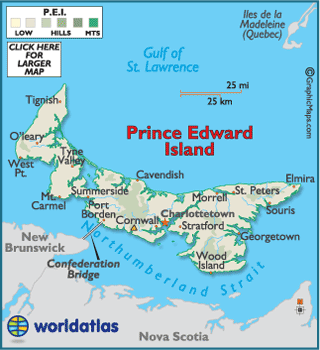 Prince Edward Island Map Geography Of Prince Edward Island Map