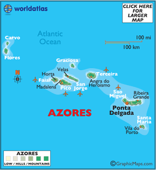 kart azorene Map Of Azores European Maps Europe Maps Azores Map Information World Atlas kart azorene