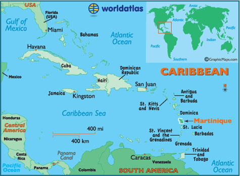 Martinique Latitude Longitude Absolute And Relative Locations