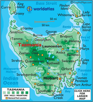 Tasmania Map Geography Of Tasmania Map Of Tasmania Worldatlas Com