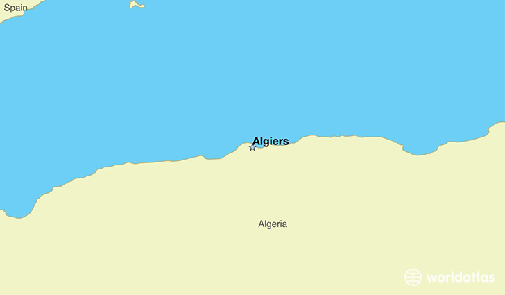 map showing the location of Algeria