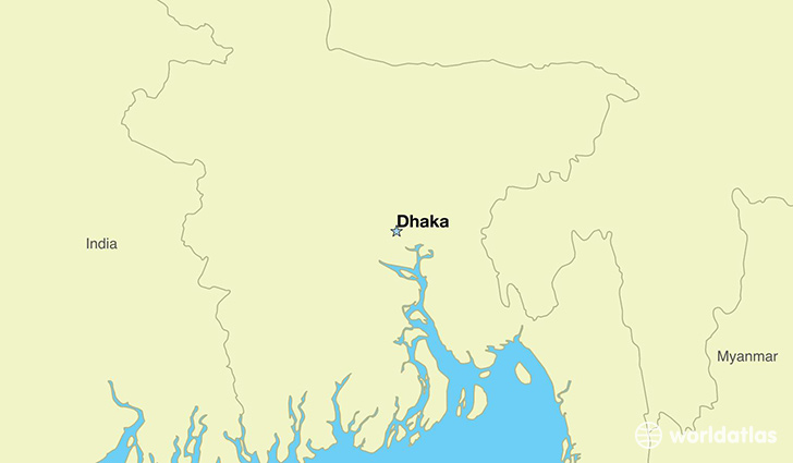 map showing the location of Bangladesh