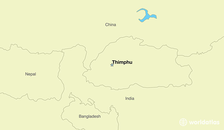 map showing the location of Bhutan