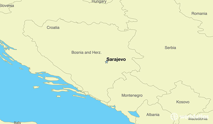 map showing the location of Bosnia And Herzegovina
