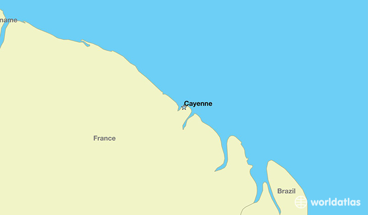 map showing the location of French Guiana
