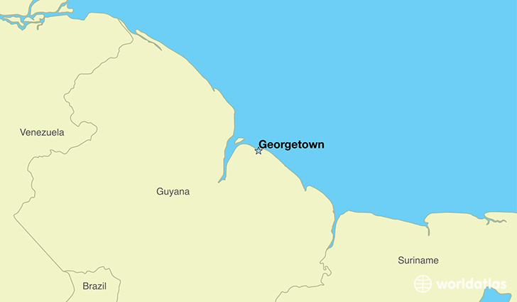 map showing the location of Guyana