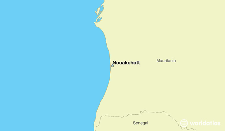 map showing the location of Mauritania