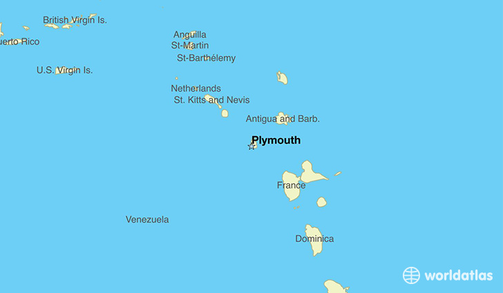 map showing the location of Montserrat