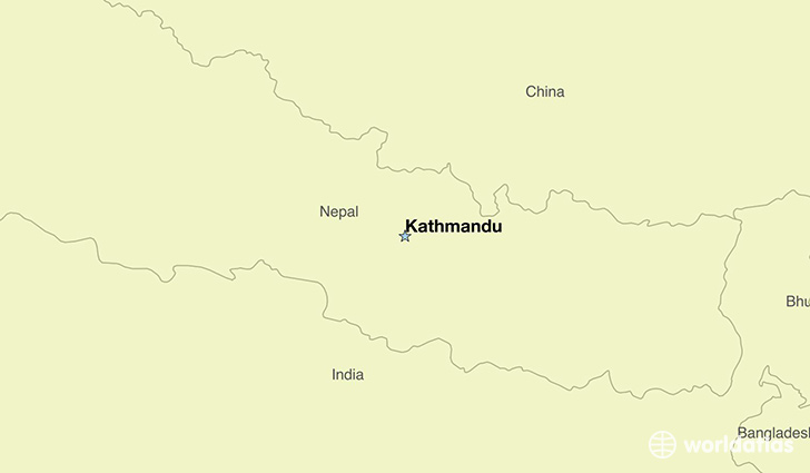 map showing the location of Nepal