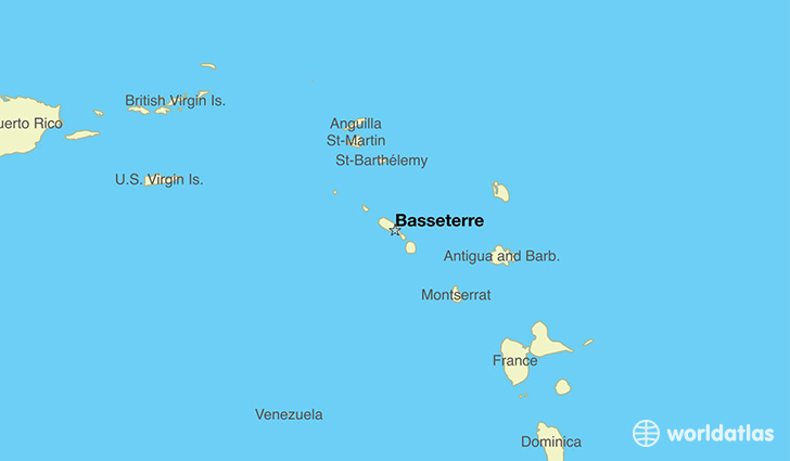 map showing the location of Saint Kitts And Nevis