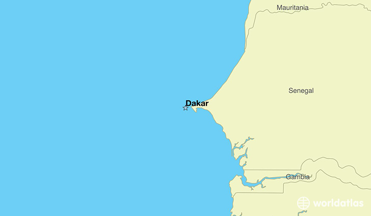 map showing the location of Senegal
