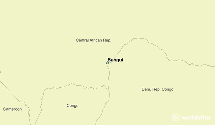 map showing the location of The Central African Republic