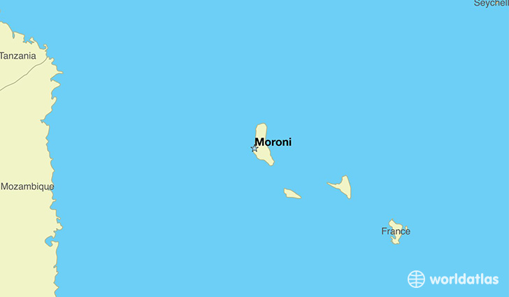 map showing the location of The Comoros