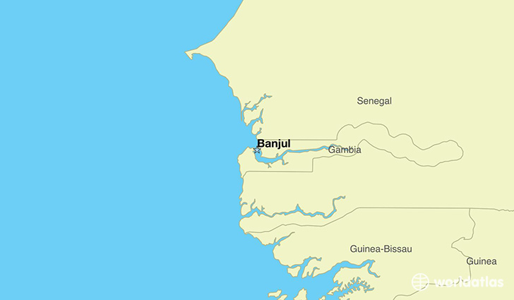map showing the location of The Gambia