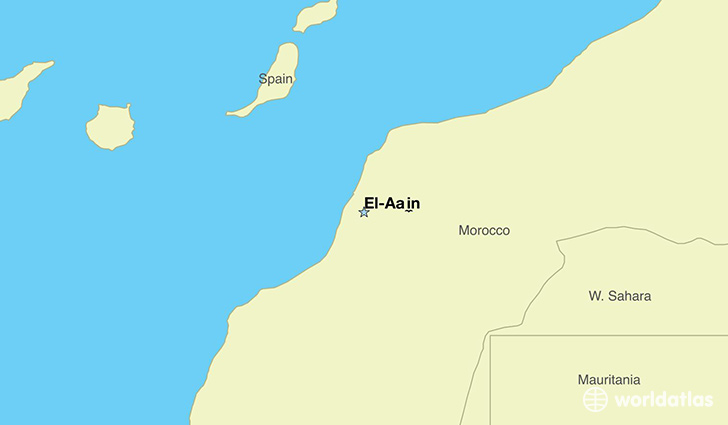 map showing the location of Western Sahara