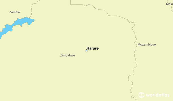 map showing the location of Zimbabwe