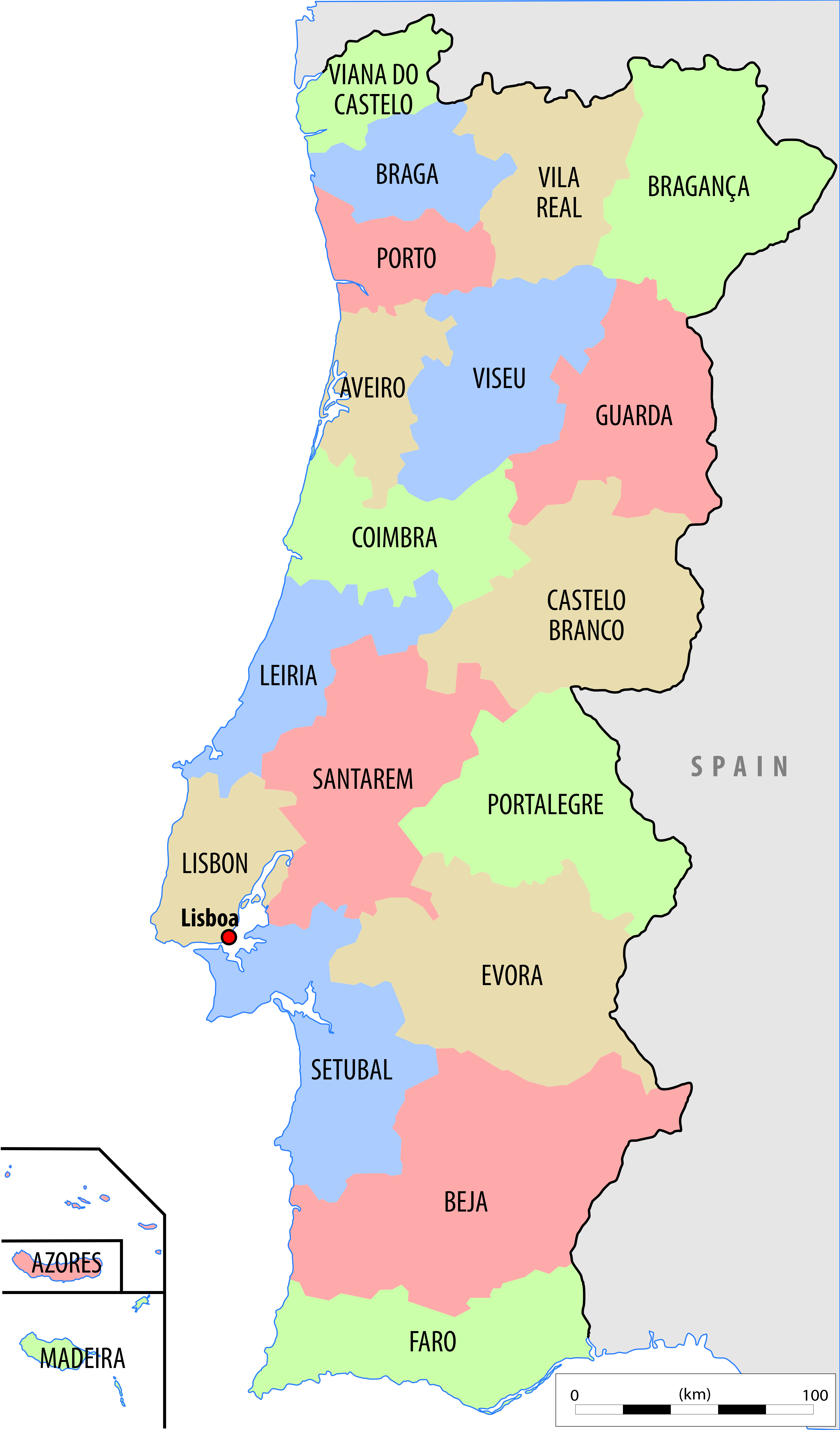 Printable Map Of Portugal