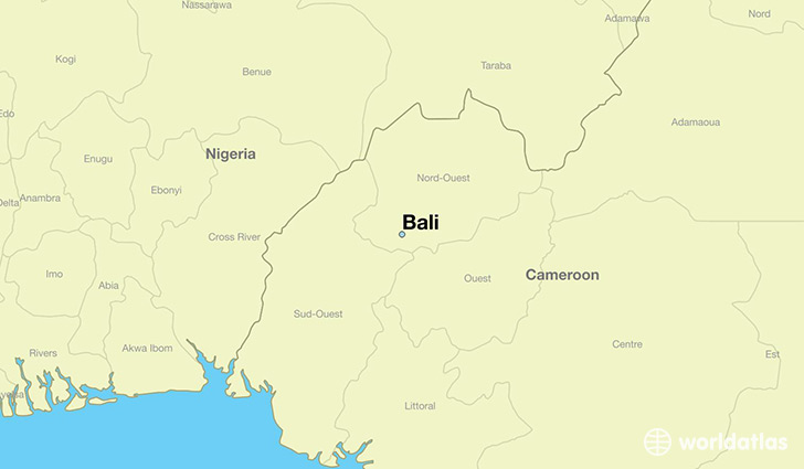 map showing the location of Bali