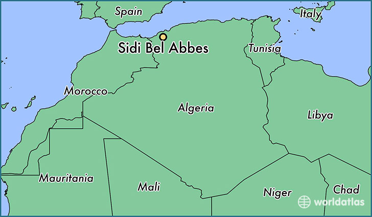 map showing the location of Sidi Bel Abbes