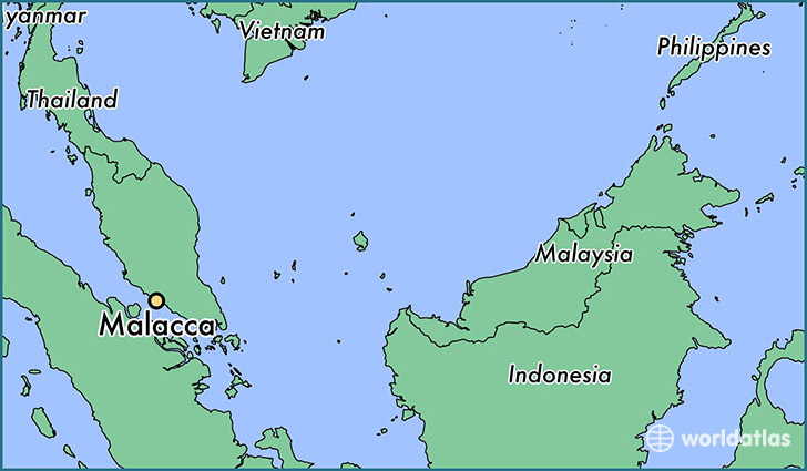 map showing the location of Malacca