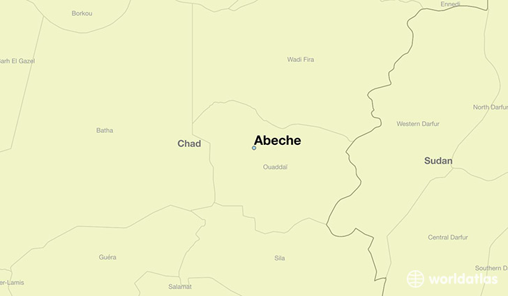 map showing the location of Abeche
