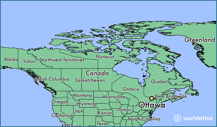map showing the location of Ottawa