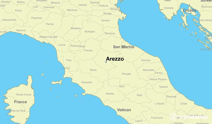 map showing the location of Arezzo