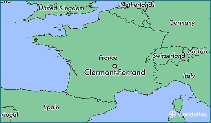 map showing the location of Clermont-Ferrand