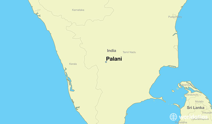 map showing the location of Palani