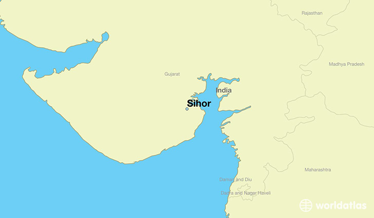 map showing the location of Sihor