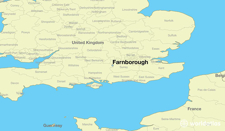 map showing the location of Farnborough
