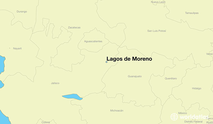 map showing the location of Lagos de Moreno