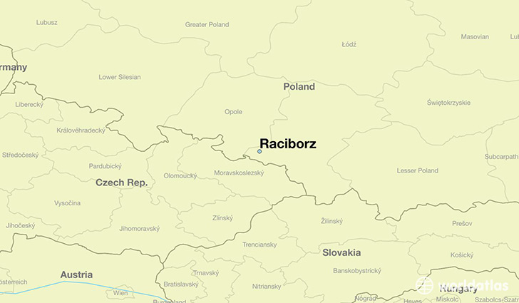 map showing the location of Raciborz