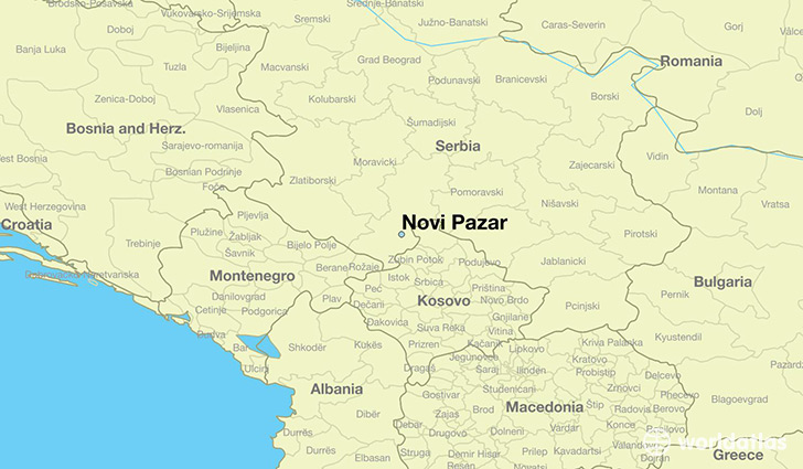 map showing the location of Novi Pazar