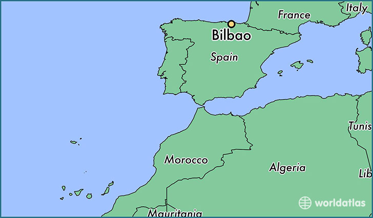 map showing the location of Bilbao