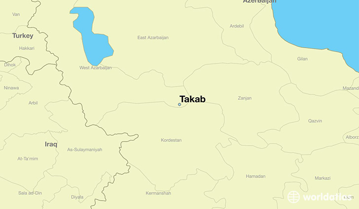 map showing the location of Takab