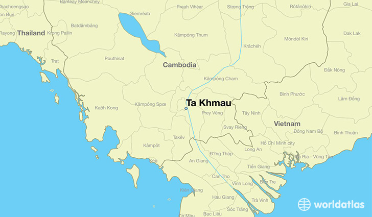 map showing the location of Ta Khmau