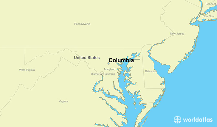 map showing the location of Columbia