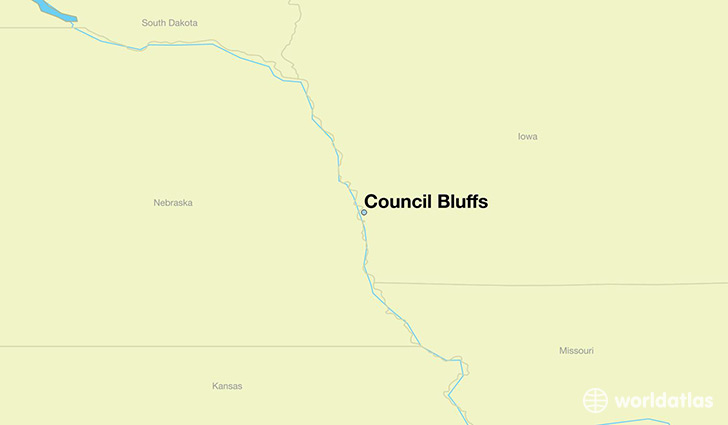 map showing the location of Council Bluffs