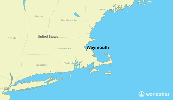 map showing the location of Weymouth