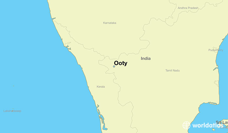 map showing the location of Ooty
