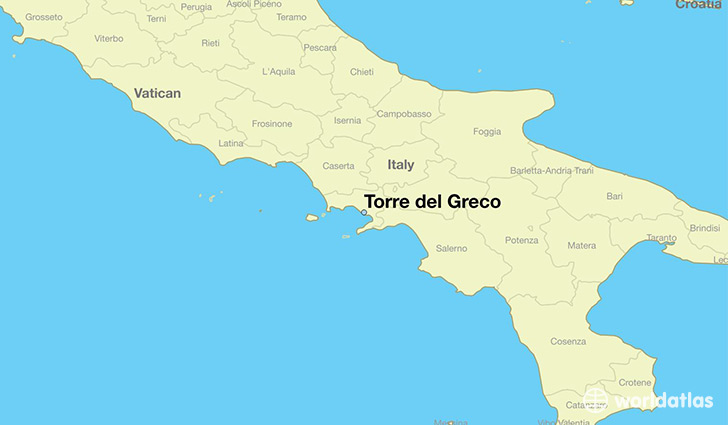 map showing the location of Torre del Greco