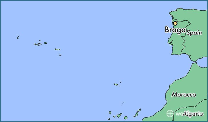 map showing the location of Braga