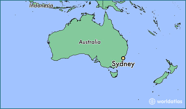 map showing the location of Sydney