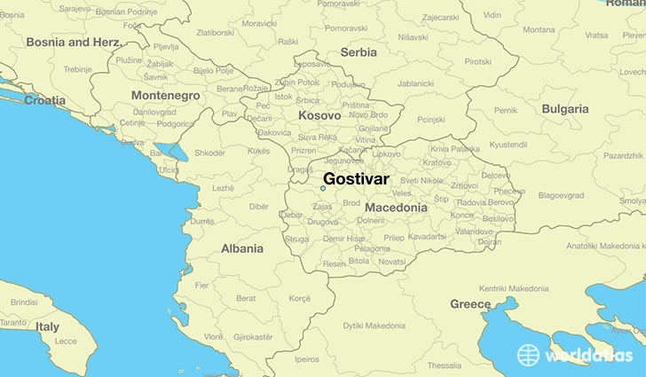 map showing the location of Gostivar