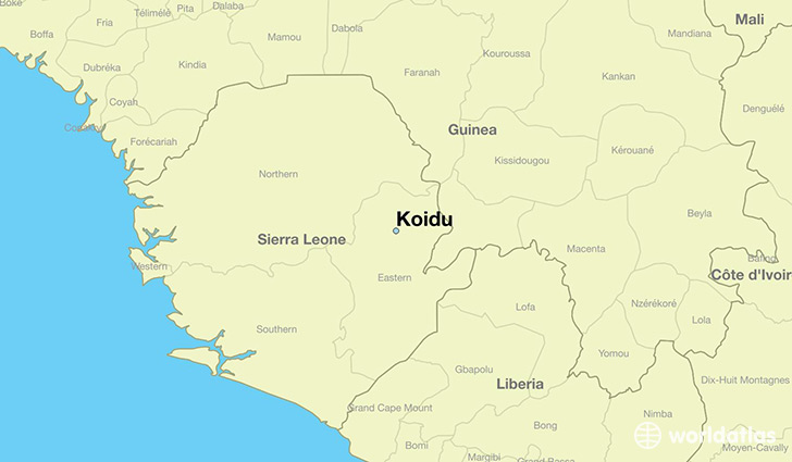 map showing the location of Koidu