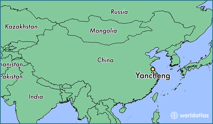 map showing the location of Yancheng
