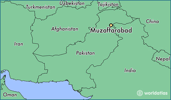 map showing the location of Muzaffarabad